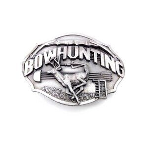 Vintage Bow Hunting Belt Buckle, Pewter 1987 Siskiyou Dimensional Running Buck